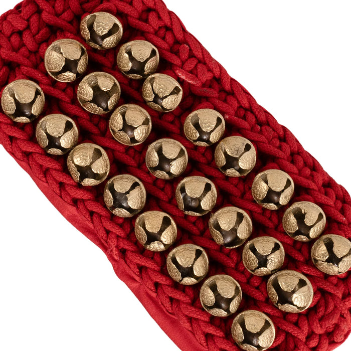 Brass Ghungroo- 7 x 3.5 Inches | 3 Line Ghunghroo/ Velvet Netted Dance Salangai For Classical Dance Practice - Dance Accessories