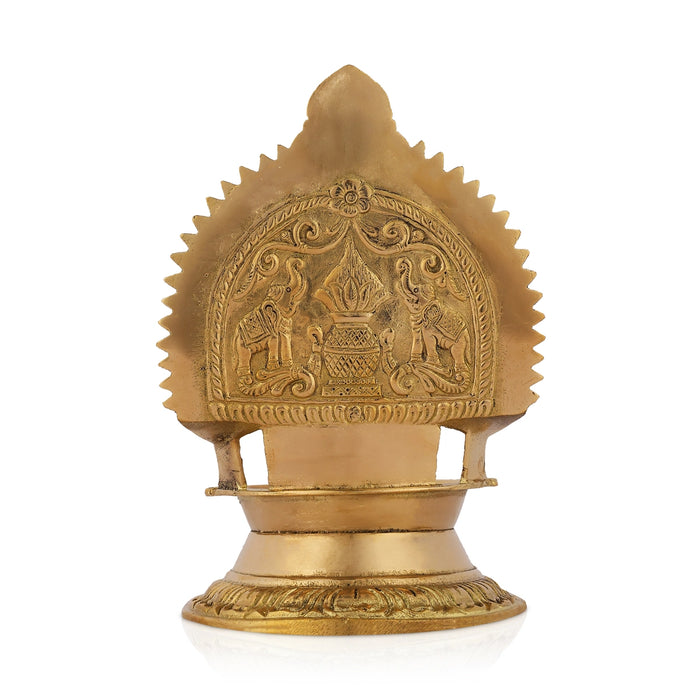 Sangu Chakra Namam Deepam - 6.5 x 5 Inches | Brass Shanku Chakra Namam Diya/ Brass Lamp/ Brass Vilakku for Pooja