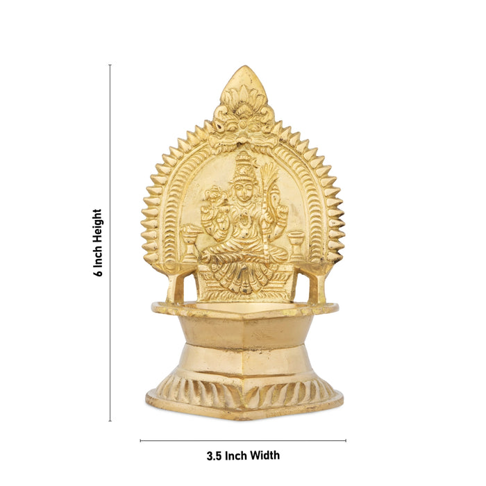 Kanchi Kamatchi Lamp - 6 x 3.5 Inches | Brass Kamakshi Deepam/ Lamp for Pooja - Deity Lamps