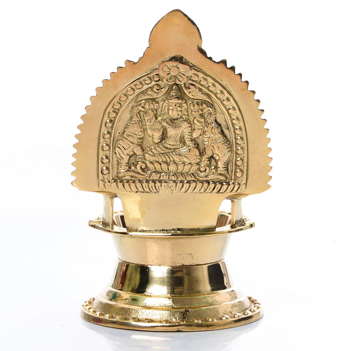 Kamakshi Deepam - 5 x 4 Inches | Brass Lamp/ Gold Polish Kamatchi Vilakku for Pooja/ 405 Gms Approx