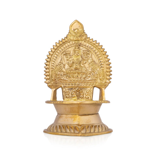 Kamakshi Deepam - 5 x 3 Inches | Brass Kamatchi Vilakku/ Gold Polish Kamakshi Lamp for Pooja/ 275 Gms Approx - Kamakshi Deepam