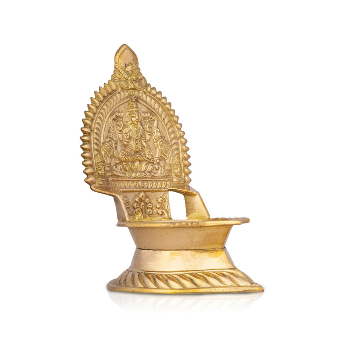 Kamakshi Deepam - 5 x 3 Inches | Brass Kamatchi Vilakku/ Gold Polish Kamakshi Lamp for Pooja/ 275 Gms Approx - Kamakshi Deepam