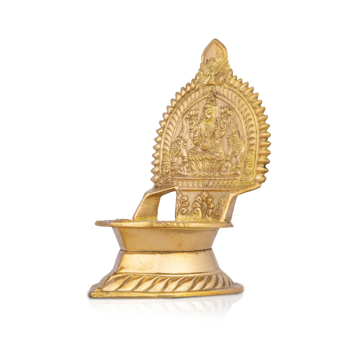 Kamakshi Deepam - 5 x 3 Inches | Brass Kamatchi Vilakku/ Gold Polish Kamakshi Lamp for Pooja/ 275 Gms Approx - Kamakshi Deepam