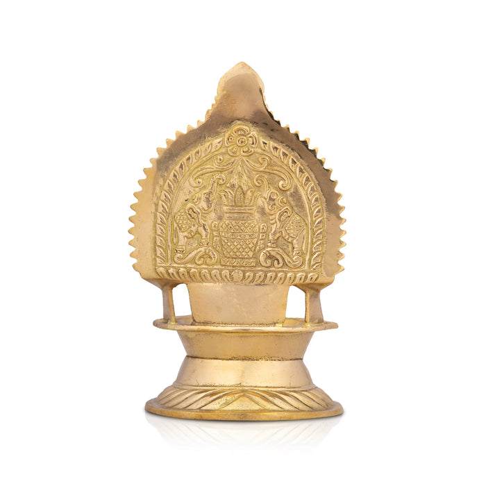 Kamakshi Deepam - 5 x 3 Inches | Brass Kamatchi Vilakku/ Gold Polish Kamakshi Lamp for Pooja/ 275 Gms Approx - Kamakshi Deepam