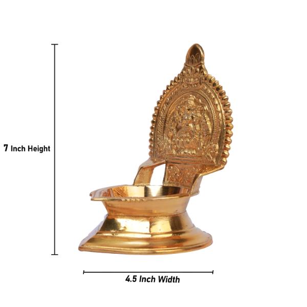 Kamatchi Vilakku - 7 Inches | Brass Kamakshi Deepam/ Lamp for Pooja/ 590 Gms