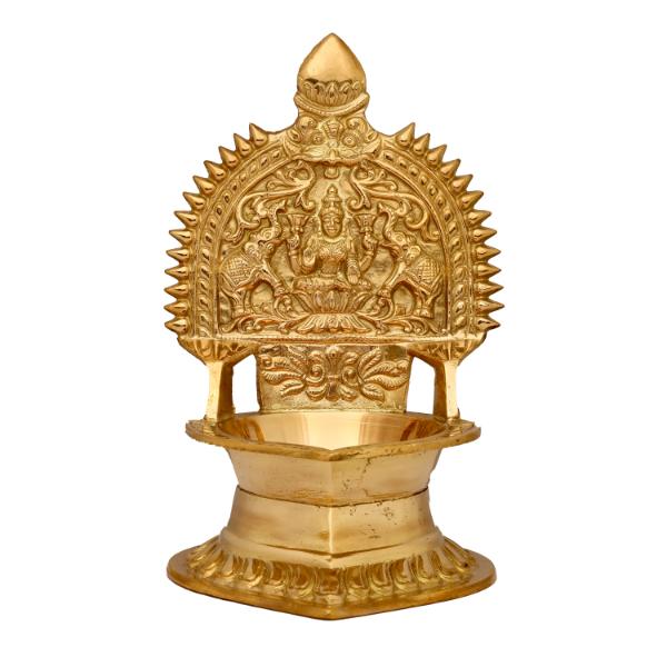 Kamatchi Vilakku - 7 Inches | Brass Kamakshi Deepam/ Lamp for Pooja/ 650 Gms