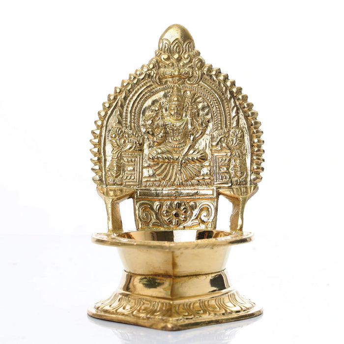 Brass Kamakshi Lamp - 5.5 x 4 Inches | Diya/ Deep/ Gold Polish Kamatchi Vilakku for Home/ 340 Gms Approx
