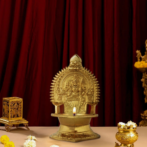 Brass Kamakshi Lamp - 5.5 x 4 Inches | Diya/ Deep/ Gold Polish Kamatchi Vilakku for Home/ 340 Gms Approx - Deity Lamps