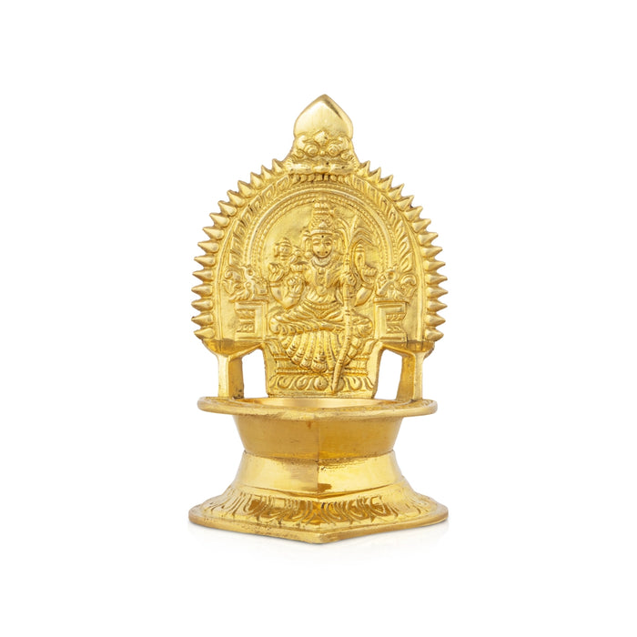 Brass Kamakshi Lamp - 5.5 x 4 Inches | Diya/ Deep/ Gold Polish Kamatchi Vilakku for Home/ 340 Gms Approx - Deity Lamps