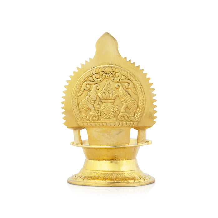 Brass Kamakshi Lamp - 5.5 x 4 Inches | Diya/ Deep/ Gold Polish Kamatchi Vilakku for Home/ 340 Gms Approx - Deity Lamps