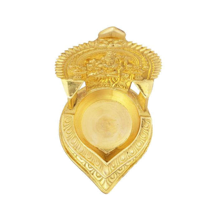 Brass Kamakshi Lamp - 5.5 x 4 Inches | Diya/ Deep/ Gold Polish Kamatchi Vilakku for Home/ 340 Gms Approx - Deity Lamps