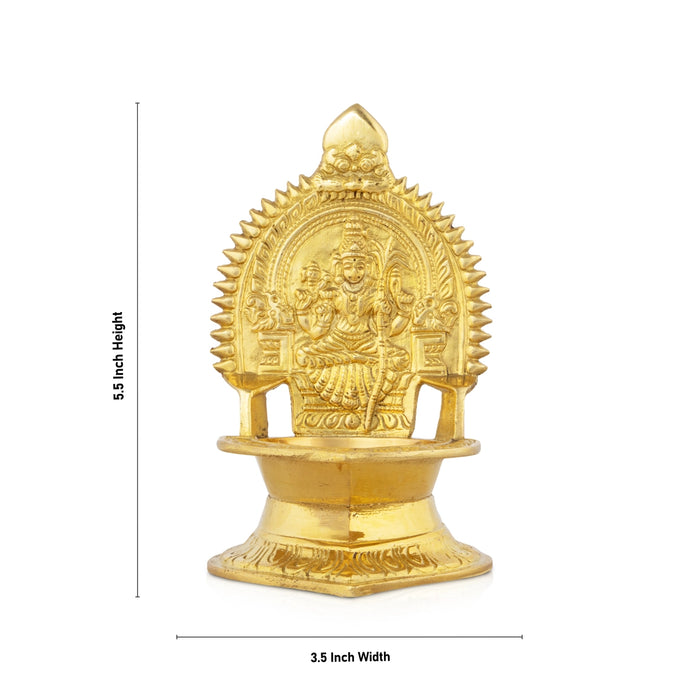 Brass Kamakshi Lamp - 5.5 x 4 Inches | Diya/ Deep/ Gold Polish Kamatchi Vilakku for Home/ 340 Gms Approx - Deity Lamps