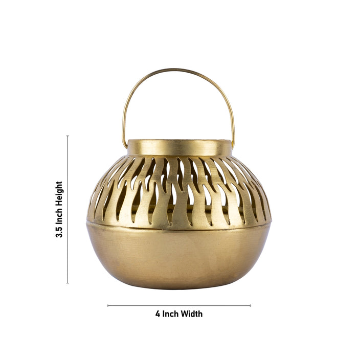 Tealight Candle Holder With Handle - 3.5 x 4 Inches | T Light Holder/ Candle Light Holder for Home Decoration - Table Stand Accessories