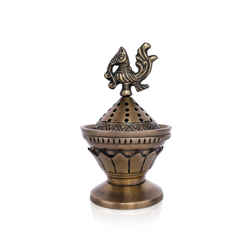 Sambrani Burner With Base - 6.5 x 3.75 Inches | Annam Design Lid Dhoop Dhani/ Dhoopakal for Pooja - Sambrani Stand