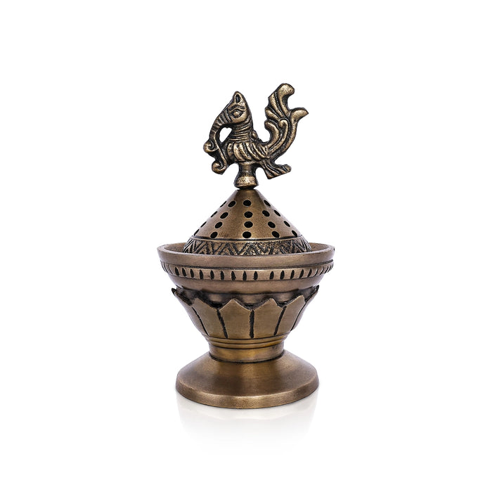 Sambrani Burner With Base - 6.5 x 3.75 Inches | Annam Design Lid Dhoop Dhani/ Dhoopakal for Pooja - Sambrani Stand