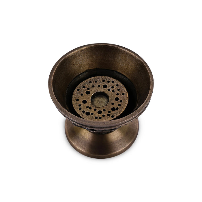 Sambrani Burner With Base - 6.5 x 3.75 Inches | Annam Design Lid Dhoop Dhani/ Dhoopakal for Pooja - Sambrani Stand