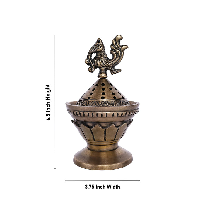 Sambrani Burner With Base - 6.5 x 3.75 Inches | Annam Design Lid Dhoop Dhani/ Dhoopakal for Pooja - Sambrani Stand