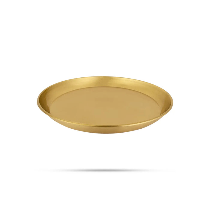 Brass Plate - 10 Inches | Matte Finish / Puja Plate/ Round Shape Thali Plate For Pooja & Traditional Offerings