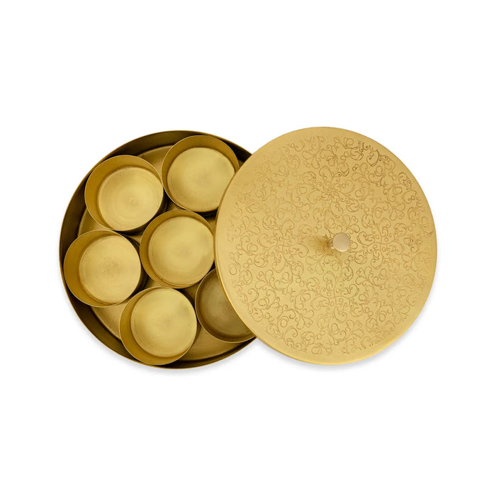 Brass Spice Box – 2 X 8 Inches | Masala Dabba / Kitchen Storage Box For Daily Use