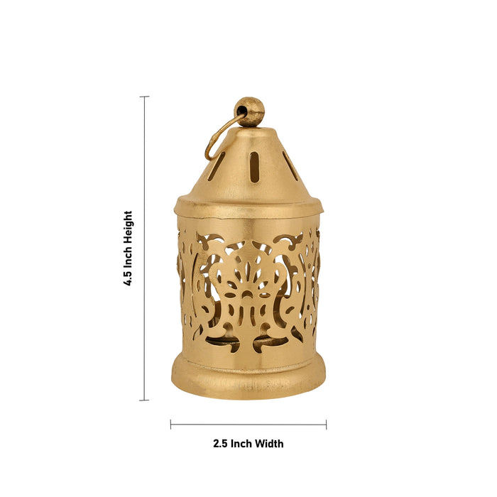 Hanging Tealight Candle Holder- 4.5 X 2.5 Inches | Zinc T Light Holder/ Lantern Light For Home Decor & Lighting - Table Stand Accessories