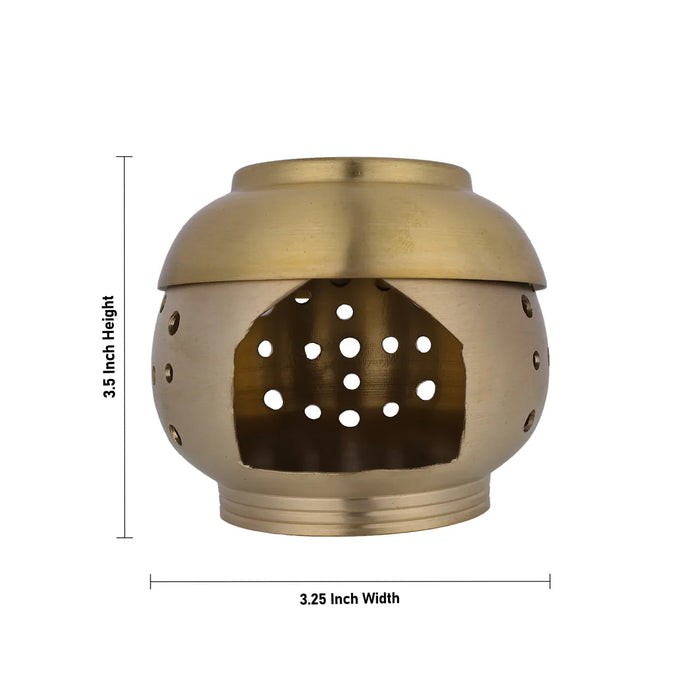 Camphor Diffuser Oil Burner - 3.5 X 3.25 Inches | Brass Mat Polish Aroma Diffuser/ Oil Diffuser For Fragrance - Room Freshener