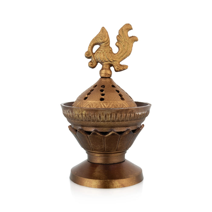 Dhoop Holder with Lid - 6 x 4 Inches | Sambrani Holder/ Dhoopakal/ Dhoop Dhani for Pooja