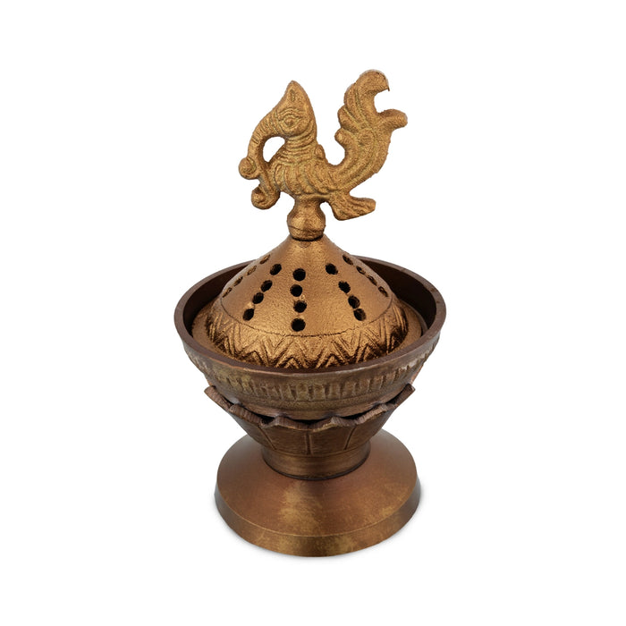 Dhoop Holder with Lid - 6 x 4 Inches | Sambrani Holder/ Dhoopakal/ Dhoop Dhani for Pooja