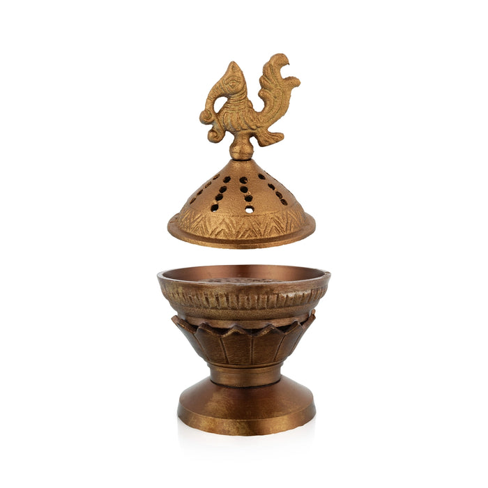 Dhoop Holder with Lid - 6 x 4 Inches | Sambrani Holder/ Dhoopakal/ Dhoop Dhani for Pooja