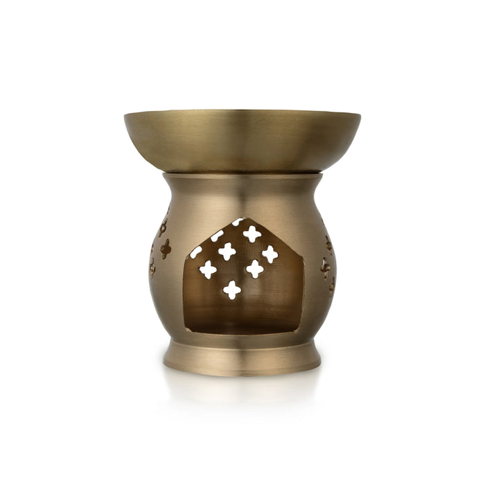 Camphor Diffuser Oil Burner - 3.5 X 3.25 Inches | Brass Mat Polish Aroma Diffuser/ Oil Diffuser For Fragrance