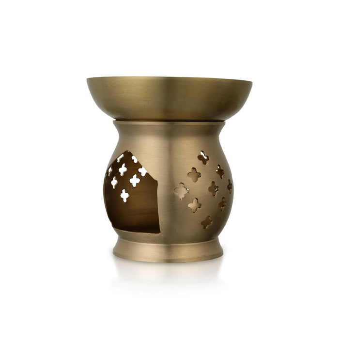 Camphor Diffuser Oil Burner - 3.5 X 3.25 Inches | Brass Mat Polish Aroma Diffuser/ Oil Diffuser For Fragrance