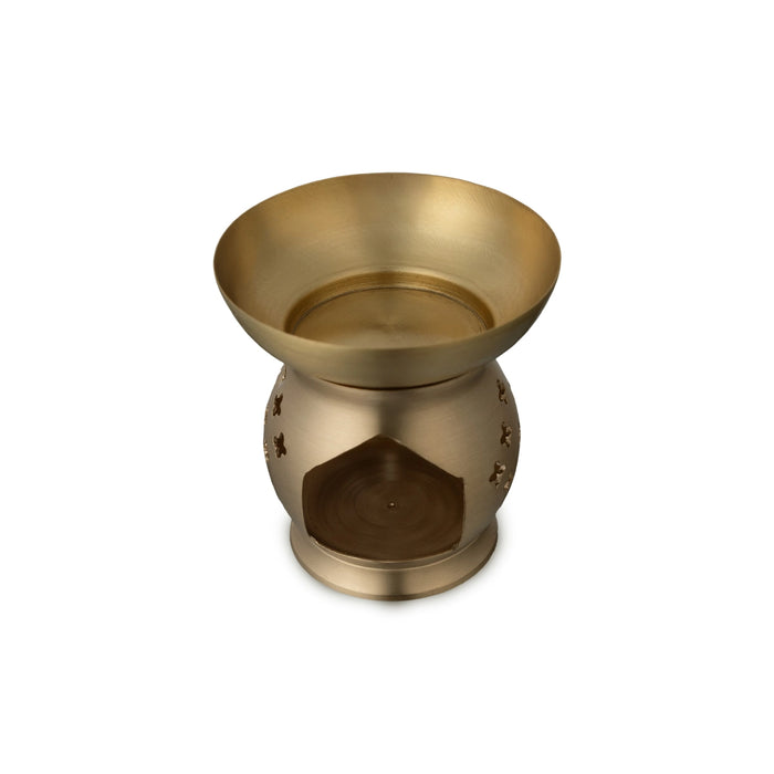 Camphor Diffuser Oil Burner - 3.5 X 3.25 Inches | Brass Mat Polish Aroma Diffuser/ Oil Diffuser For Fragrance