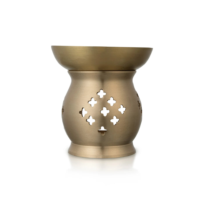 Camphor Diffuser Oil Burner - 3.5 X 3.25 Inches | Brass Mat Polish Aroma Diffuser/ Oil Diffuser For Fragrance