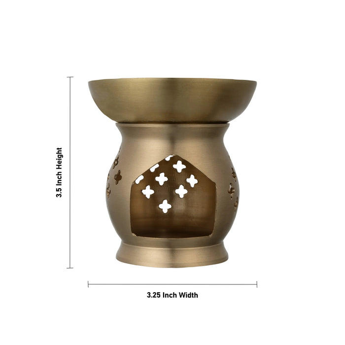 Camphor Diffuser Oil Burner - 3.5 X 3.25 Inches | Brass Mat Polish Aroma Diffuser/ Oil Diffuser For Fragrance