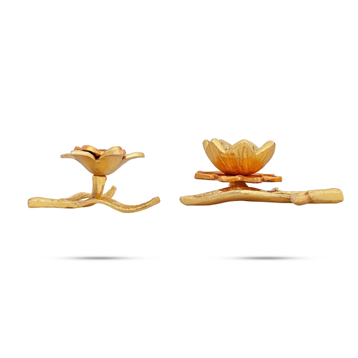 Leaf & Flower Design Bowl - 2 x 5 Inches | Aluminium Cup/ Pooja Bowl for Home - Bowls