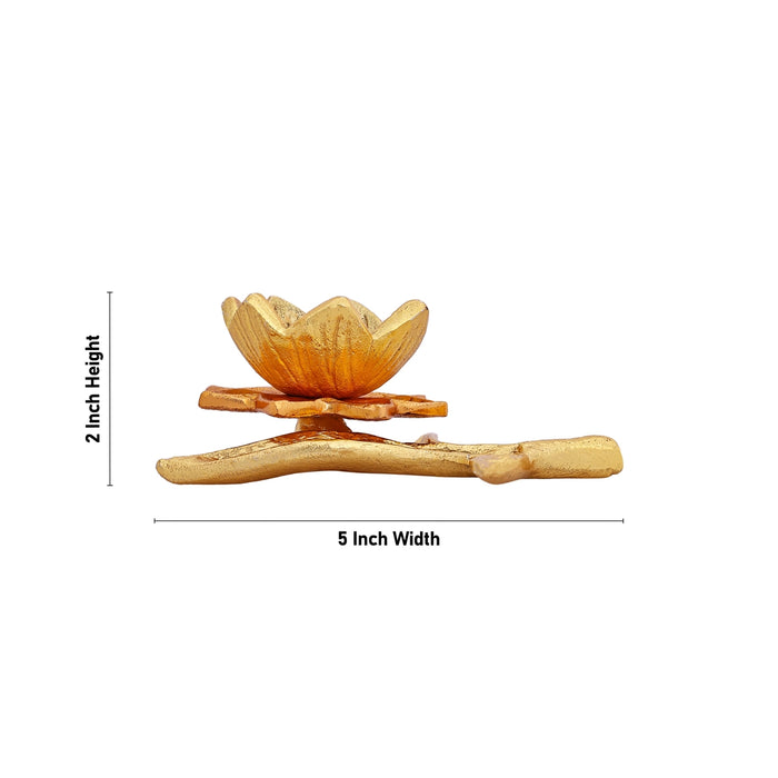 Leaf & Flower Design Bowl - 2 x 5 Inches | Aluminium Cup/ Pooja Bowl for Home - Bowls