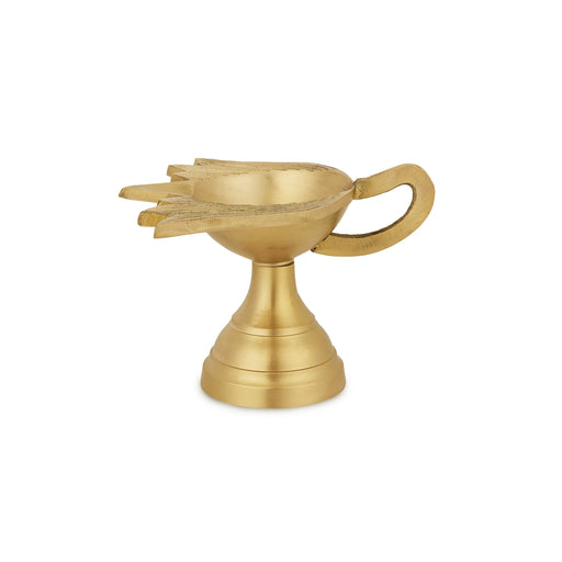 Lotus Shape Lamp With Base - 2 x 3.5 Inches | Vilakku/ Deepam/ Decorative Showpiece for Home & Pooja - Decorative Lamp