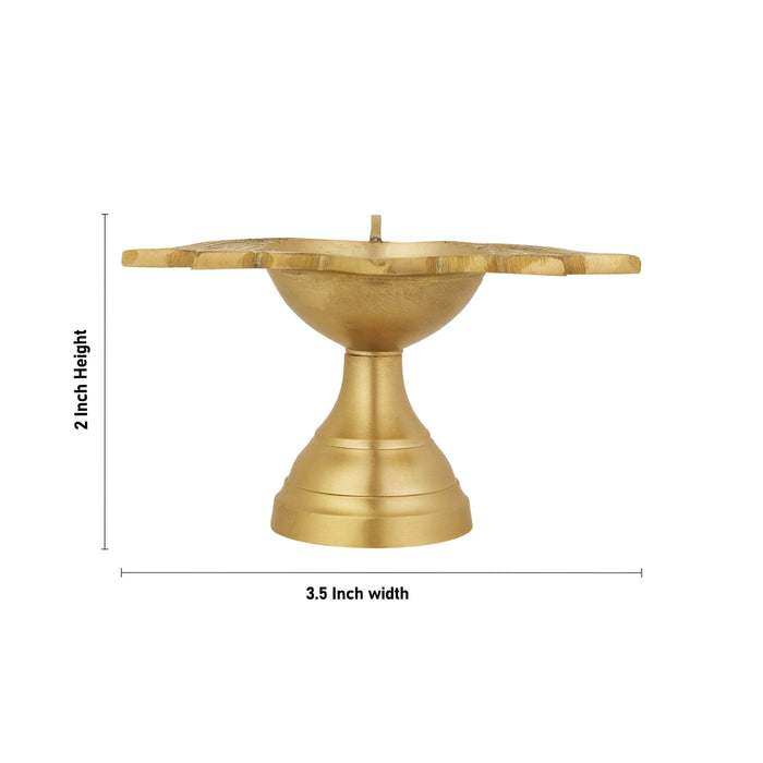 Lotus Shape Lamp With Base - 2 x 3.5 Inches | Vilakku/ Deepam/ Decorative Showpiece for Home & Pooja - Decorative Lamp