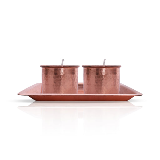 T Light Candle Pair With Plate - 2 x 5 Inches | Tea Light Candle/ Tea Lights for Home Decoration - Candles
