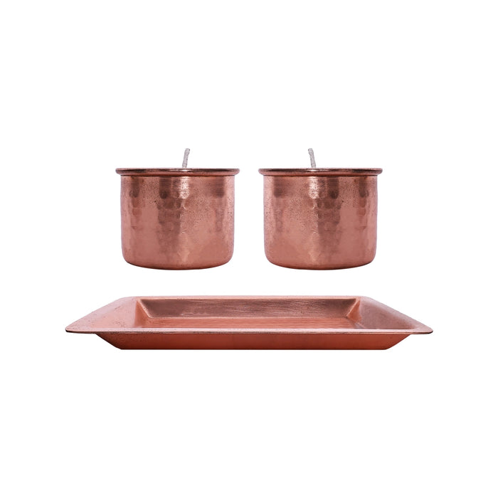 T Light Candle Pair With Plate - 2 x 5 Inches | Tea Light Candle/ Tea Lights for Home Decoration - Candles