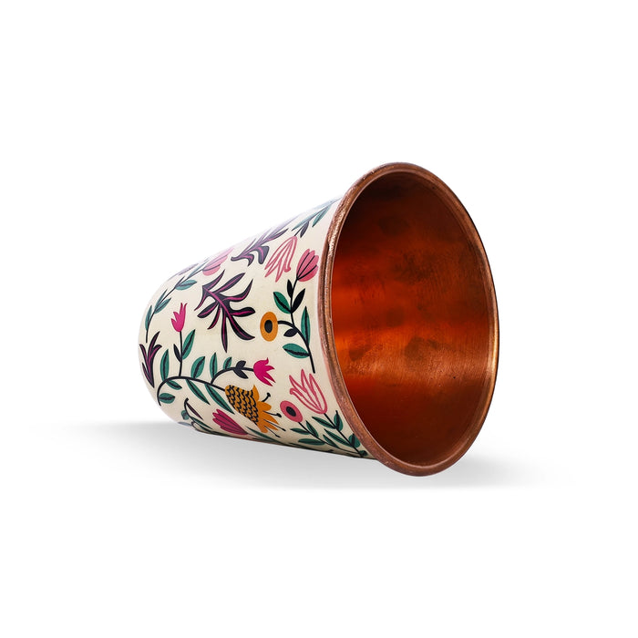 Tumbler - 3.5 x 3 Inches | Copper Tumbler/ Copper Cup/ Enamel Design Coffee Tumbler for Home - Kitchen