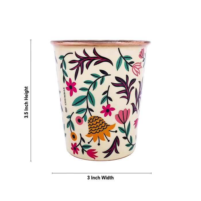 Tumbler - 3.5 x 3 Inches | Copper Tumbler/ Copper Cup/ Enamel Design Coffee Tumbler for Home - Kitchen