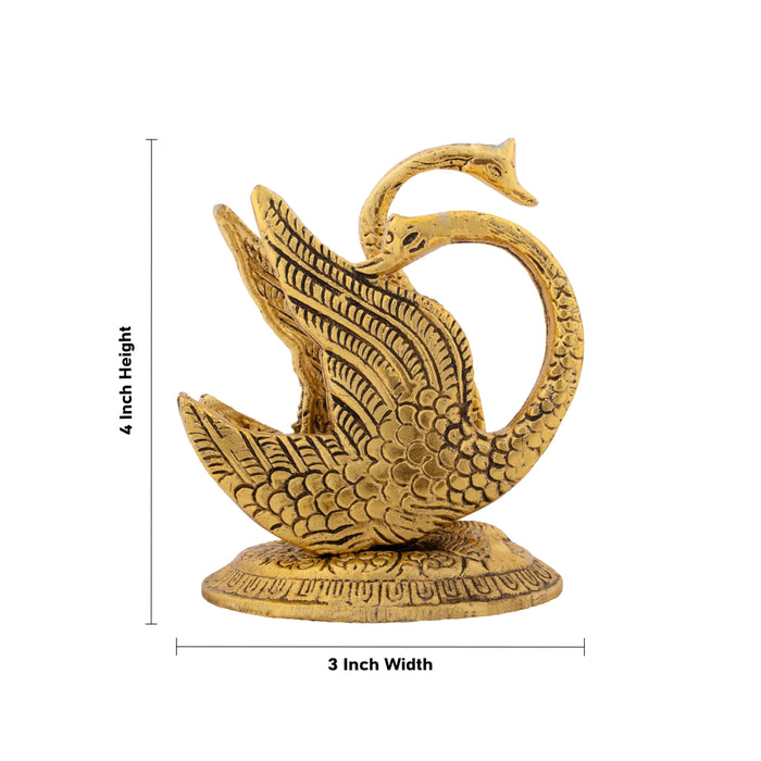 Swan Statue - 4 x 3 Inches | Aluminium Swan Sculpture/ Swan Idol for Home Decor