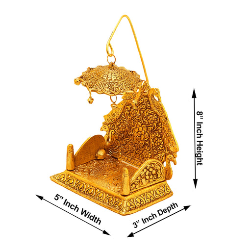 Simhasan - 8 x 5 Inches | Aluminium Material/ Simhasanam/ Simhasanam for Deity - Pooja Aasan & Bajot & Pooja Mat