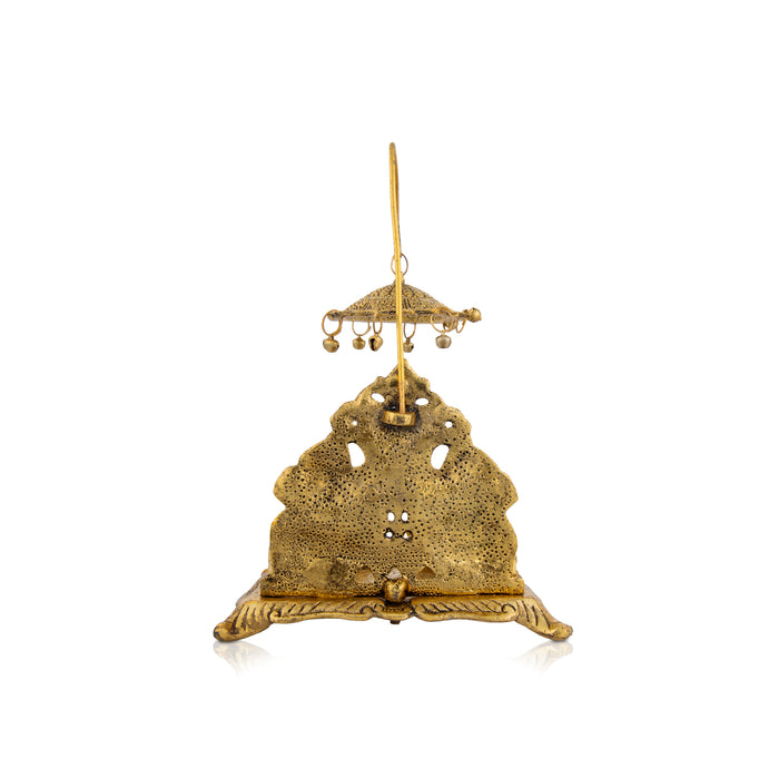 Simhasan Chatri - 8 x 5 Inches | Aluminium Chowki/ Gold Polish Bajot for Pooja/ 310 Gms Approx