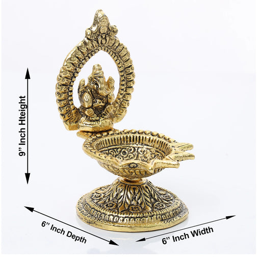 Star Deep - 9 x 6 Inches | Aluminium Diya/ Ganesha Lamp/ Vilakku for Pooja/ 110 Gms Approx - Deity Lamps