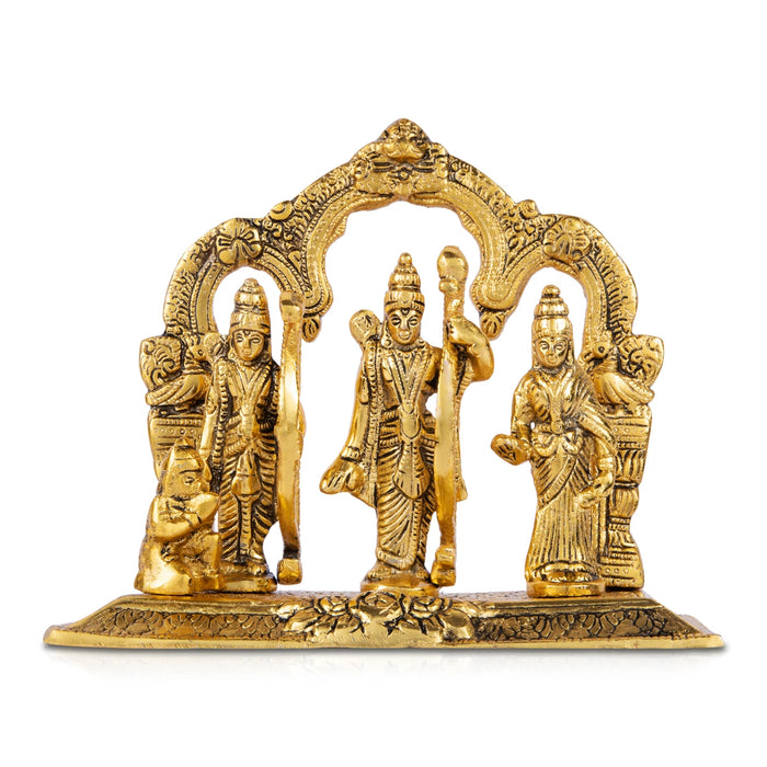 Ram Darbar Murti with Arch - 7 Inches | Aluminium Statue/ Gold Polish Ram Darbar Idol for Pooja/ 530 Gms Approx