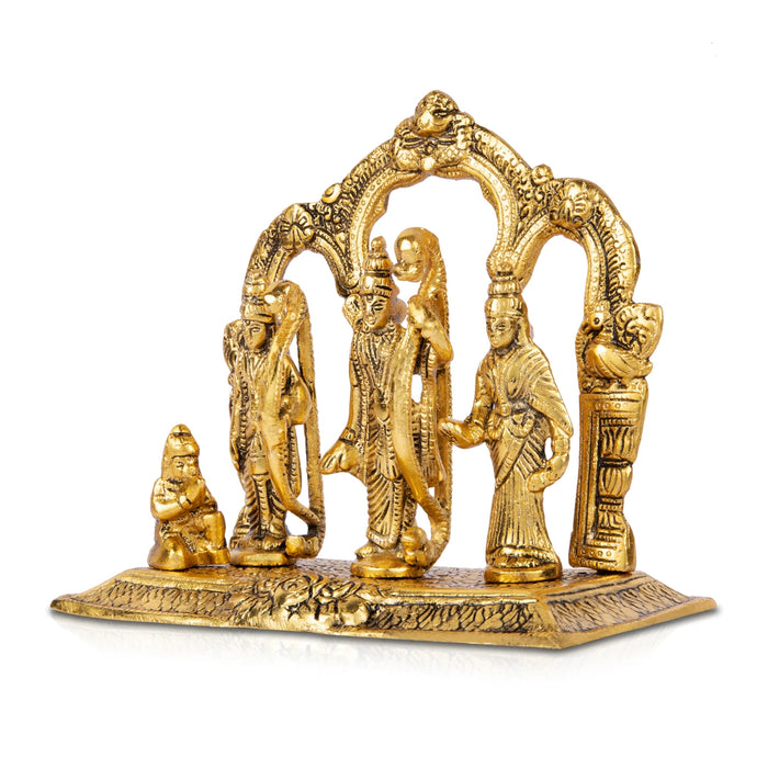 Ram Darbar Murti with Arch - 7 Inches | Aluminium Statue/ Gold Polish Ram Darbar Idol for Pooja/ 530 Gms Approx