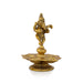 5 Face Deep With Dancing Ganesh - 5.5 x 4 Inches | Metal Vilakku/ Gold Polish Lamp With Base for Home - 5 Faced lamp