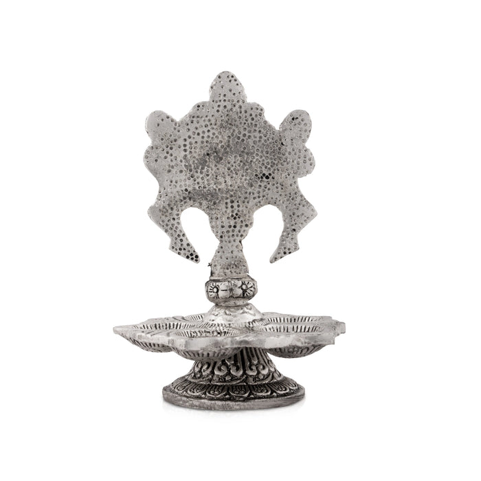 Chakra with 5 Face Deep - 6 x 4 Inches | Aluminium Lamp/ Silver Polish Vilakku for Pooja/ 155 Gms Approx - 5 Faced lamp