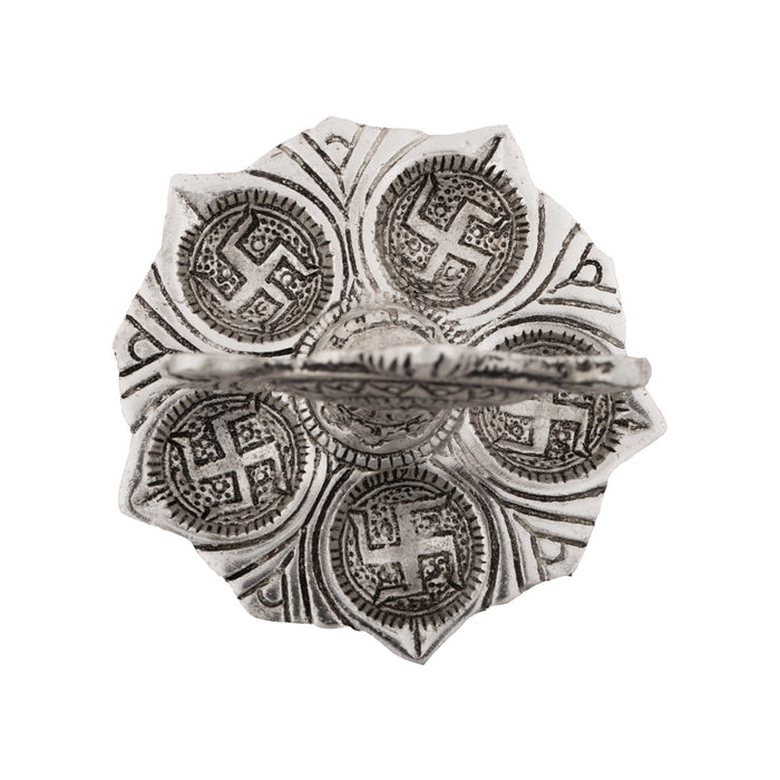 Chakra with 5 Face Deep - 6 x 4 Inches | Aluminium Lamp/ Silver Polish Vilakku for Pooja/ 155 Gms Approx - 5 Faced lamp